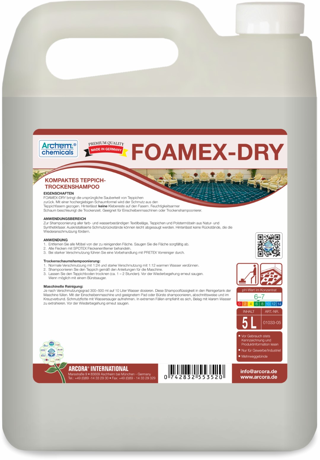 Foamex-Dry | Teppich-Trockenshampoo | 5 Liter Kanister