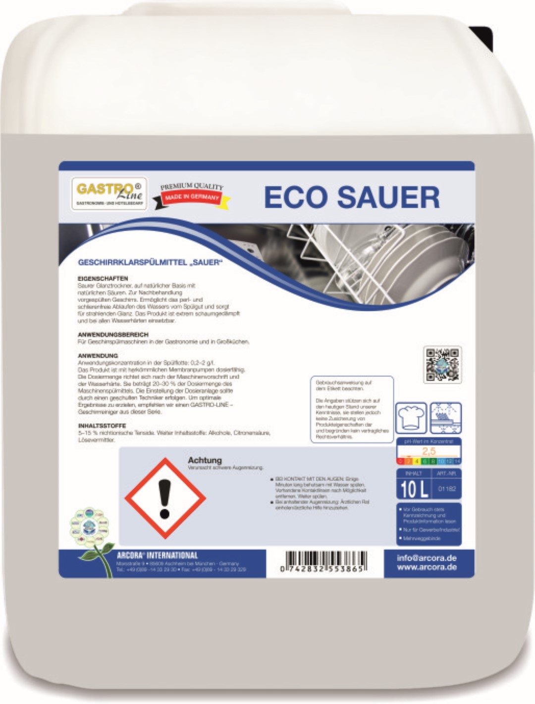  Eco Sauer | Geschirrklarspülmittel | sauer | 10 Liter Kanister