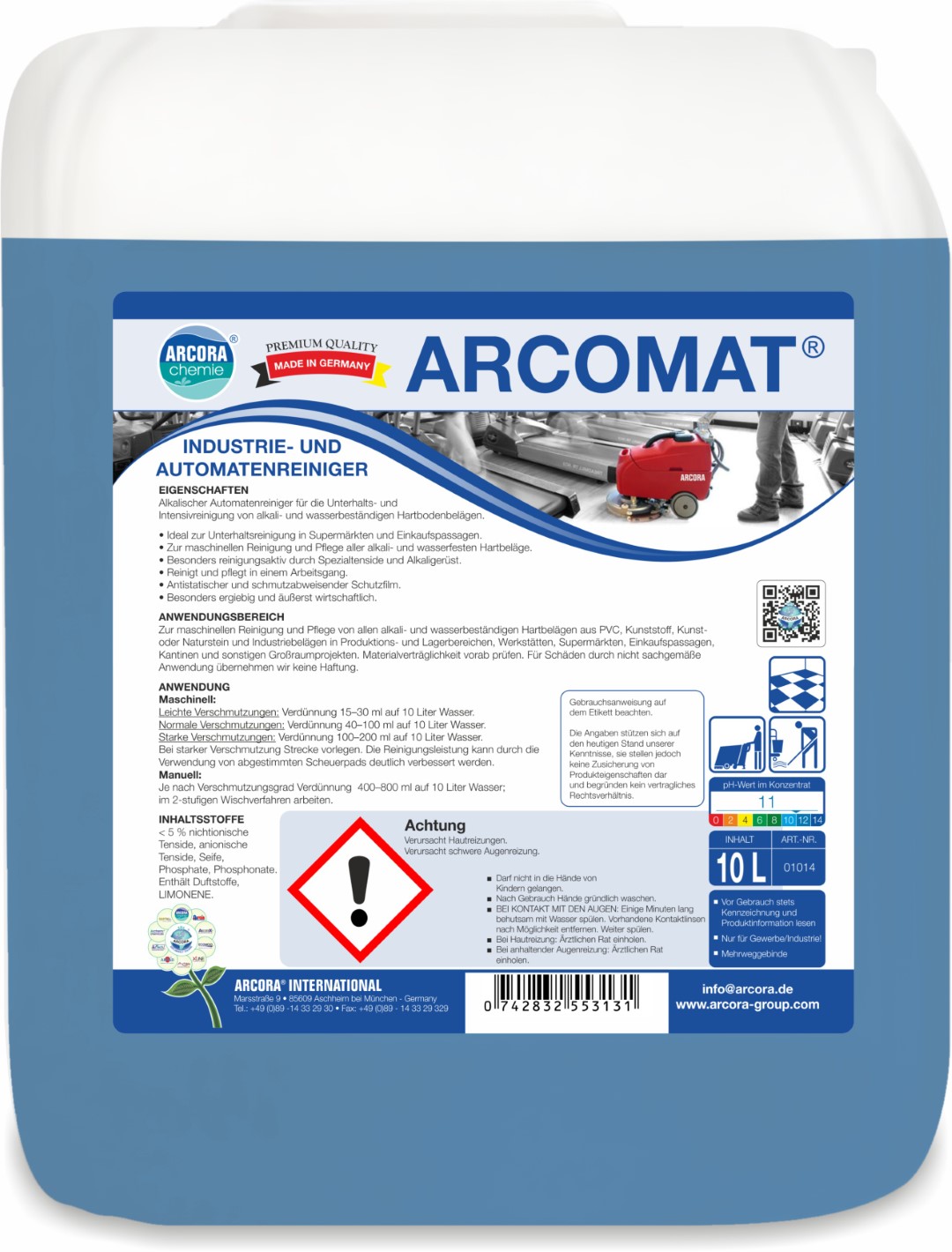 Arcomat | Industrie- & Automatenreiniger  | 10 Liter Kanister