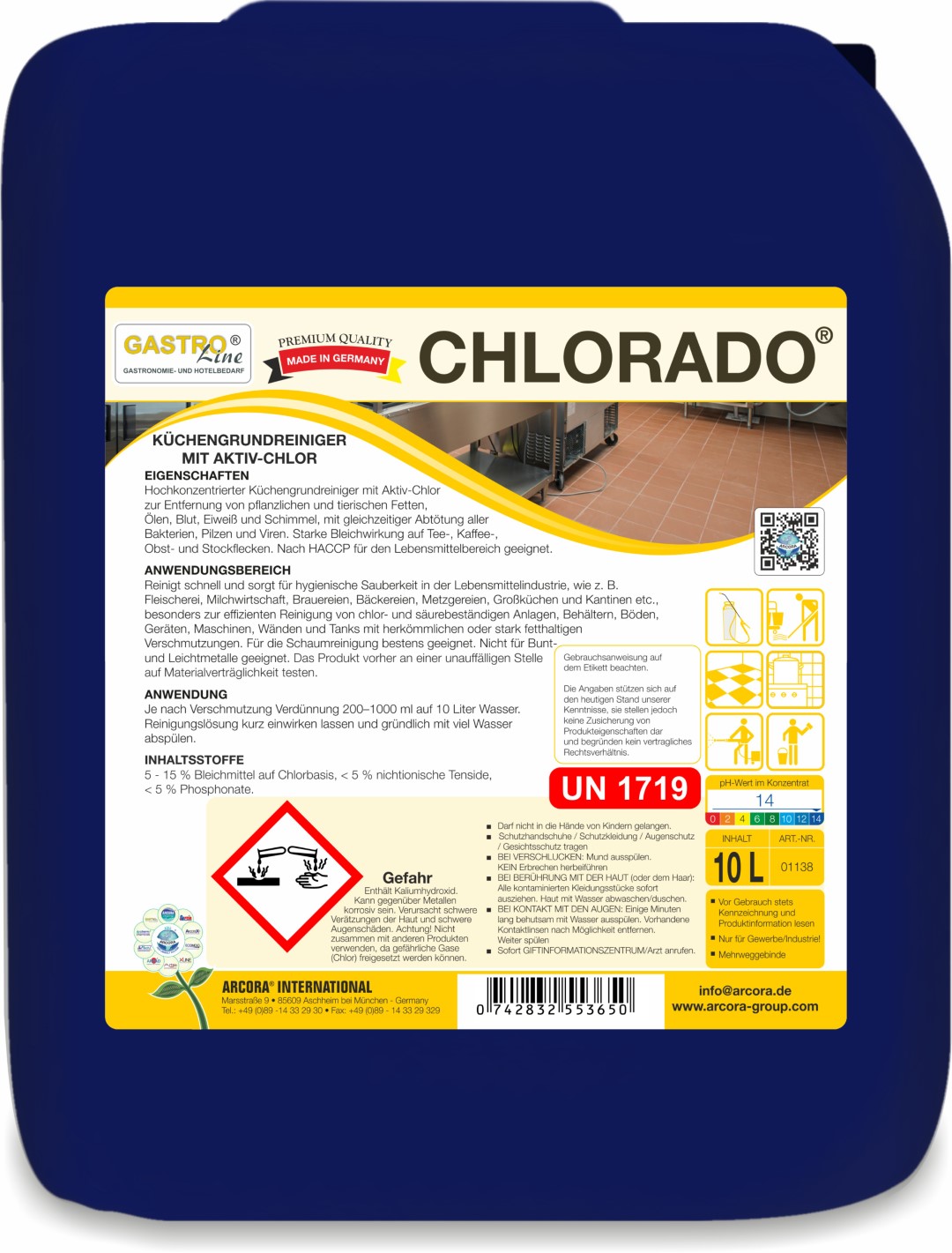 Chlorado | Küchengrundreiniger | Aktiv-Chlor | 10 Liter Kanister