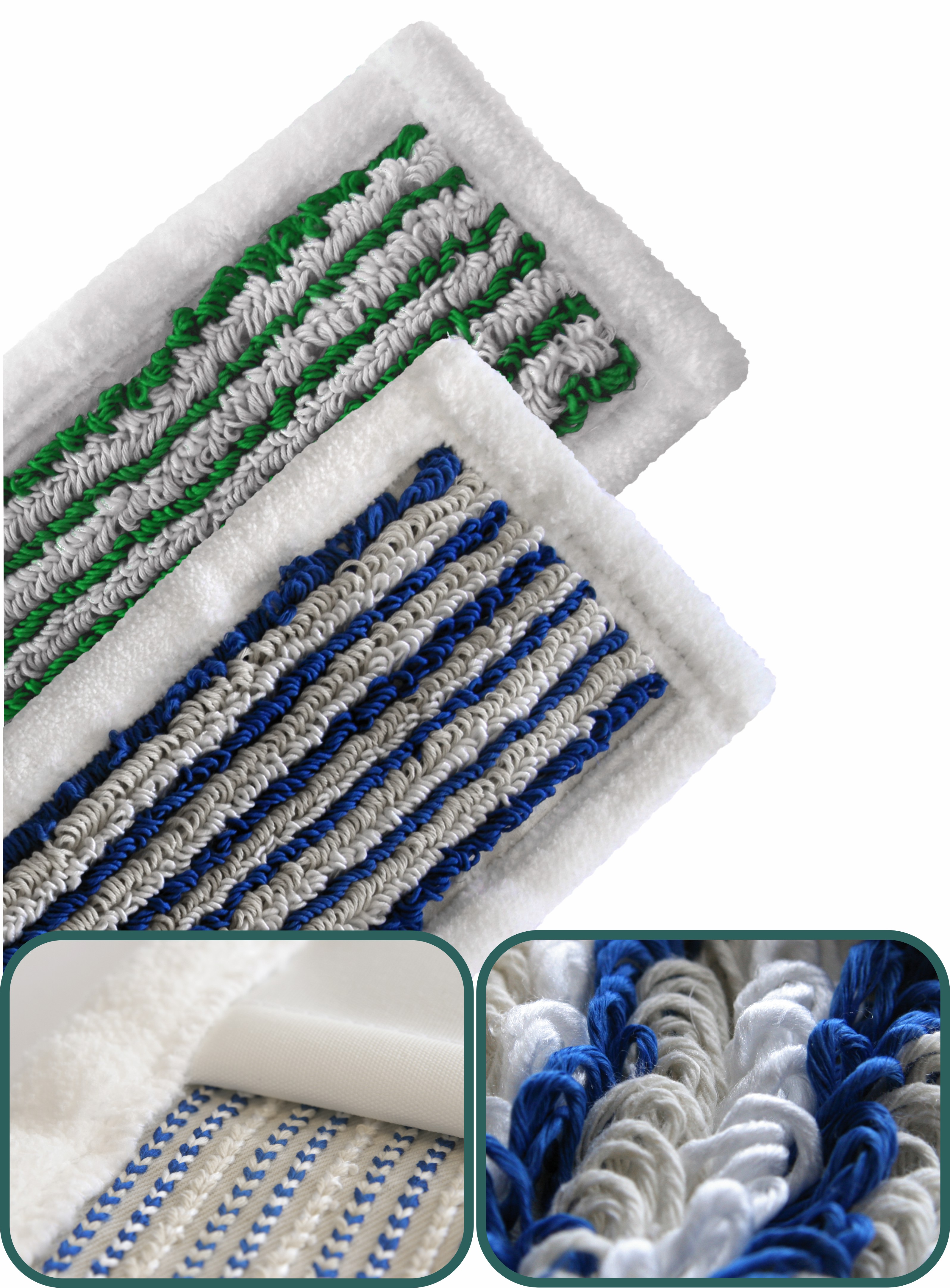 Doppelmopp | Micro-Plus |  Hygiene-Loop | Microrand-Streifen | 40cm | grün-grau