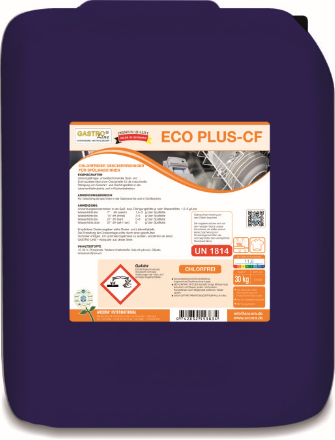  Eco Plus CF | Chlorfreier Geschirrreiniger | Spülmaschine | 30kg